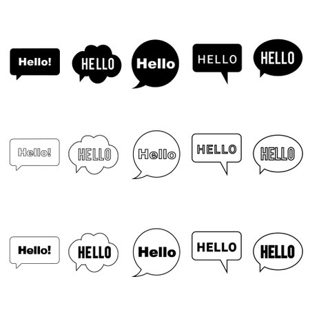hello vector icon set. Hi speech bubble illustration sign collection.のイラスト素材