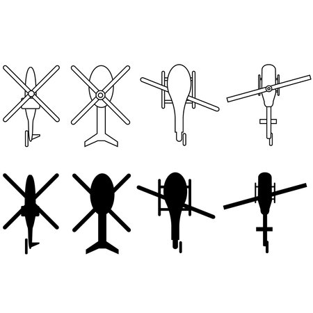 Helicopter vector icon set. aircraft illustration sign collection. fly symbol. airline logo isolated on white background.のイラスト素材