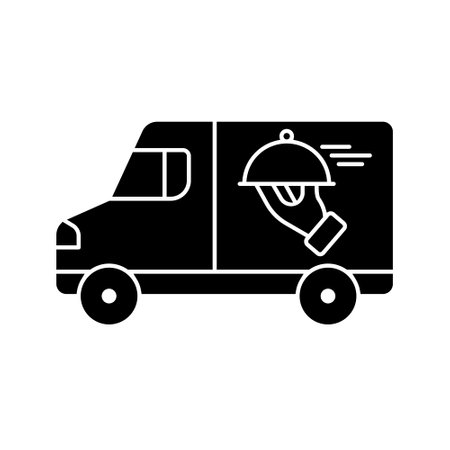 Food delivery icon vector. Take away food illustration sign. fast food symbol. Restaurant on wheels logo.のイラスト素材