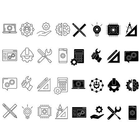 Engineering icon vector set. construction illustration sign collection. design symbol or logo.のイラスト素材