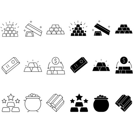 Gold icon vector set. wealth illustration sign collection. treasure symbol or logo.のイラスト素材