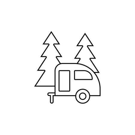 Camping vector icon. hike illustration sign. tourism symbol or logo.のイラスト素材