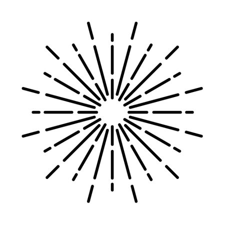 Vintage sunburst icon vector. Explosion Hand drawn illustration sign. Elements Fireworks. Black Rays.の写真素材