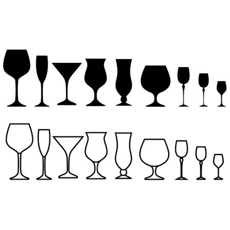 Stemware icon vector set. Glasses illustration sign collection. wine symbol. bar logo.のイラスト素材