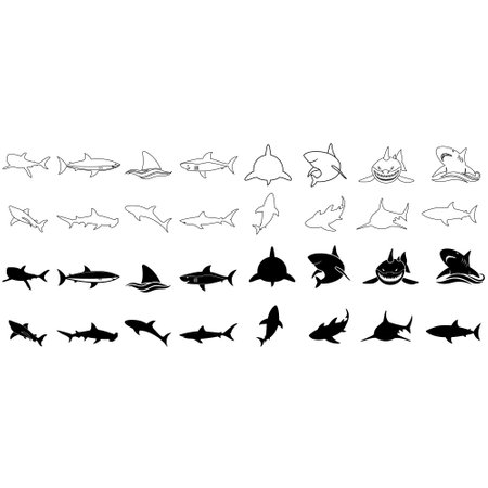 Shark icon vector set. sea ââlife illustration sign collection. fish symbol or logo.のイラスト素材