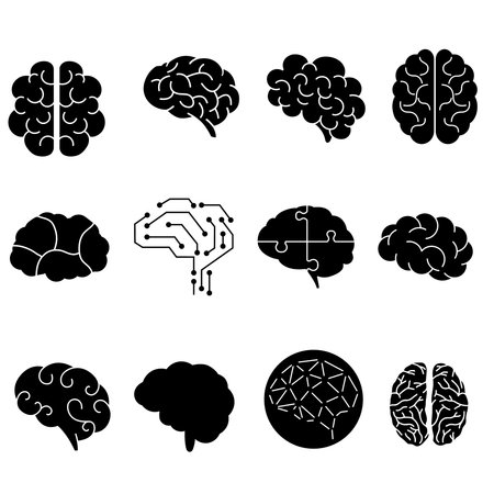 Brain icon vector set. Think illustration sign collection. creative thinking symbol. Thoughts logo.