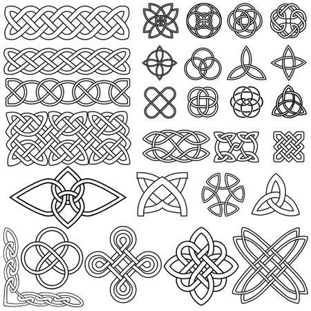 Celtic Knots icon vector set. Celtic signs illustration symbol collection. Celtic drawings symbol or logo.のイラスト素材