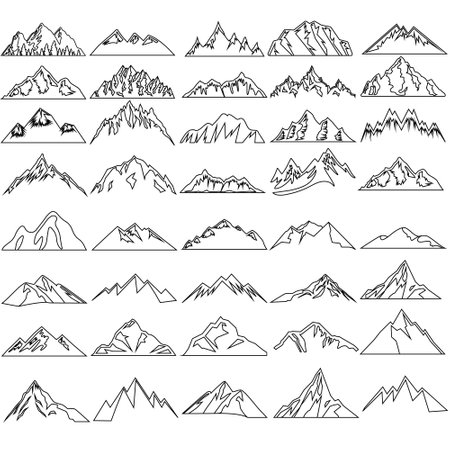 Mountains icon vector set. hike, travel illustration sign collection. camping symbol.のイラスト素材