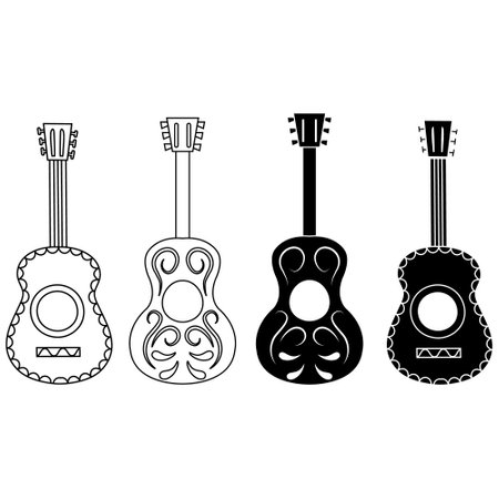 Guitar icon vector set. Music illustration sign collection. Ukulele symbol or logo.のイラスト素材