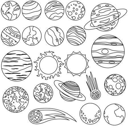 planet icon vector set. astronomy illustration sign collection. space symbol. science logo.のイラスト素材