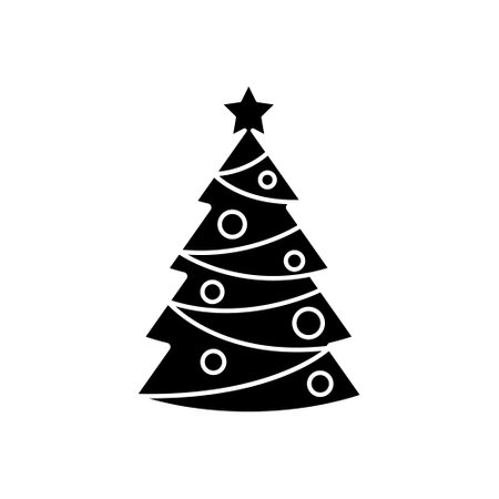 Christmas tree vector icon. new year illustration sign. winter symbol.のイラスト素材