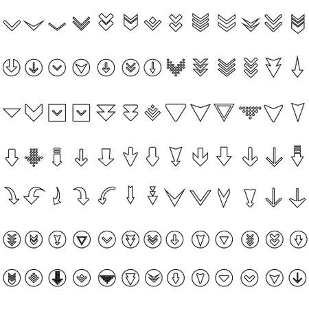 Down arrow icon set. scroll illustration sign collection.のイラスト素材