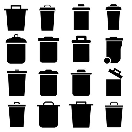 Trash can vector icon set. garbage illustration sign collection. waste logo.のイラスト素材