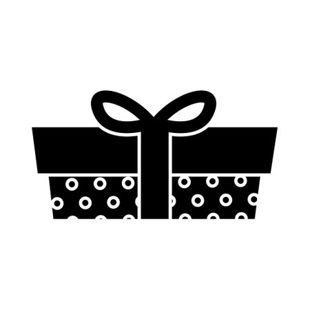 gift box present icon vector illustration design graphic flat style black and whiteのイラスト素材