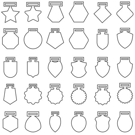 Medal template icon vector set. Award shape illustration sign collection. Medal laser cutting symbol or logo.のイラスト素材