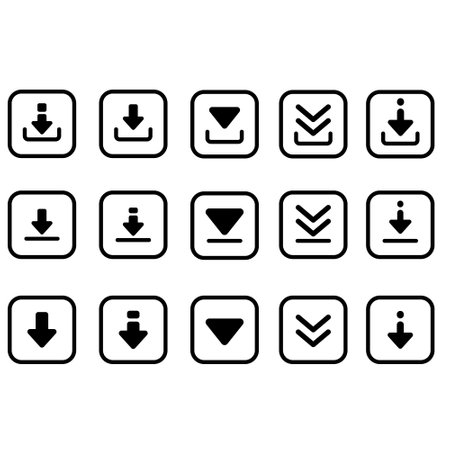 Download icon vector set. Upload button illustration collection. Load symbol or logo.のイラスト素材
