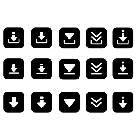 Download icon vector set. Upload button illustration collection. Load symbol or logo.のイラスト素材