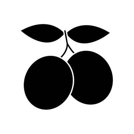 Plum icon vector. Fruits illustration sign. Vitamins symbol. Vegetarian logo. Food mark.のイラスト素材