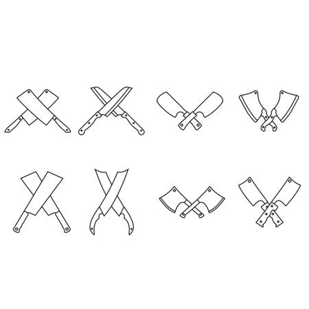 Kitchen knife icon vector set. Cook illustration sign collection. Chef symbol or logo.のイラスト素材