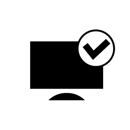 Monitor icon with check mark, vector illustration. Check mark vector icon. Approval illustration symbol. ok sign or logo.のイラスト素材