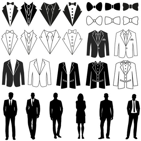 Tuxedo icon vector set. Dinner jacket illustration sign collection. Suit symbol or logo.のイラスト素材