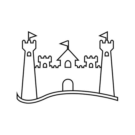 Castle icon vector. Fortress illustration sign. Stronghold symbol. tower logo.のイラスト素材