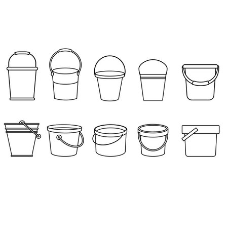 Bucket icon vector set. Cleaning illustration sign collection. Basket symbol or logo.のイラスト素材