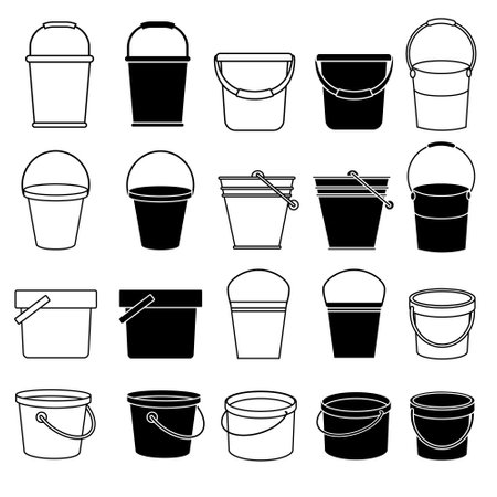 Bucket icon vector set. Cleaning illustration sign collection. Basket symbol or logo.のイラスト素材