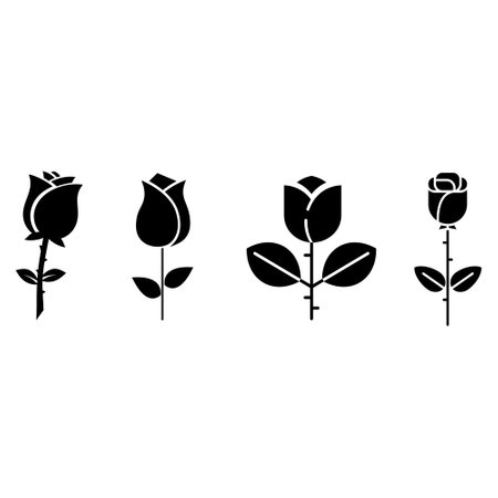 Rose icon vector set. Flower illustration sign. Garden symbol or logo.のイラスト素材