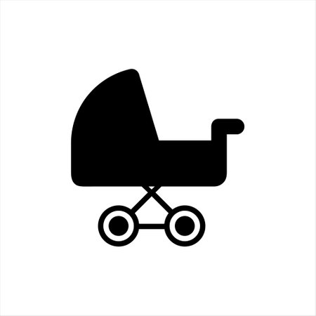 Baby carriage icon vector. Stroller illustration sign. Baby symbol or logo.のイラスト素材