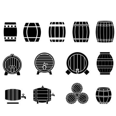 Barrel icon vector set. Wine illustration sign collection. Wine barrel symbol or logo.のイラスト素材