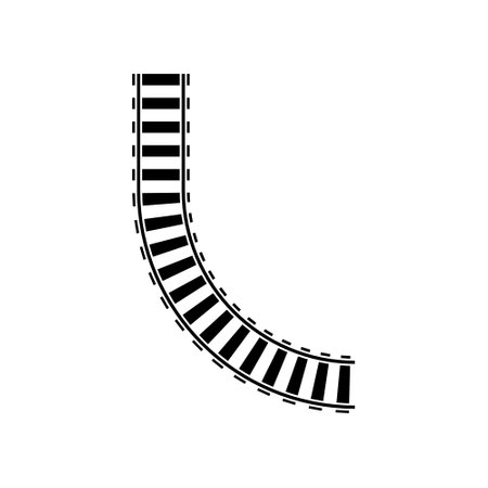 Train tracks icon. Flat style black on white background. Vector illustration.のイラスト素材