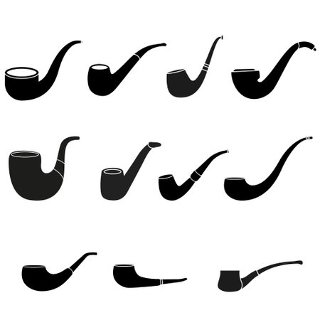 Set of smoking pipe icons. Vector illustration isolated on white background.のイラスト素材