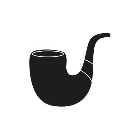 tobacco pipe icon over white background, silhouette style, vector illustrationのイラスト素材