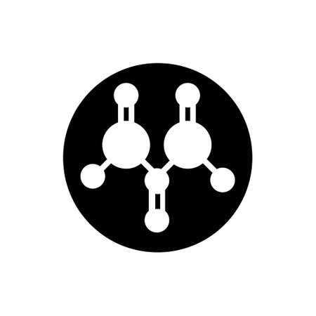 Molecule Icon vector. Chemistry illustration sign. Scientific symbol. Chemical bonds logo.のイラスト素材