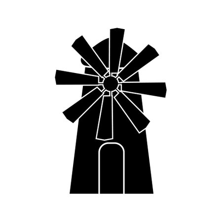 windmill icon over white background, silhouette style concept, vector illustrationのイラスト素材
