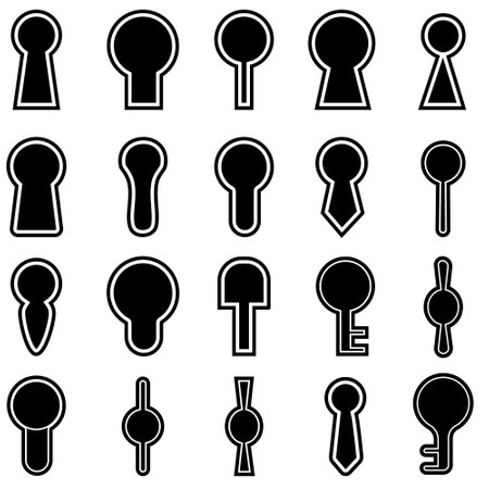 Keyhole icons set. Vector illustration. Black on white background.のイラスト素材
