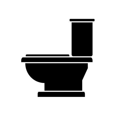 monochrome silhouette of toilet bowl with cistern, vector illustrationのイラスト素材