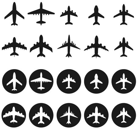 Plane icons set. Airplane vector icons set isolated on white backgroundのイラスト素材