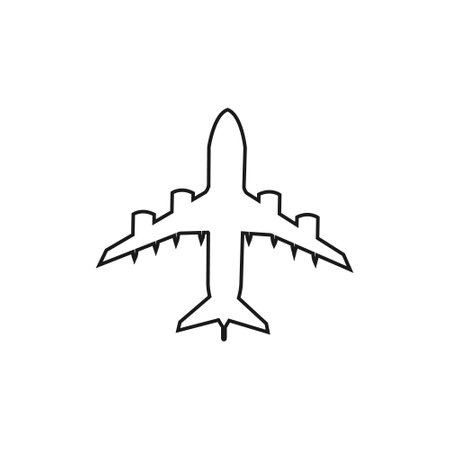 Airplane icon in flat style. Plane vector illustration on white isolated background. Plane business concept.のイラスト素材