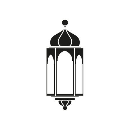 ramadan kareem lanterns decoration silhouette style icon vector illustration designのイラスト素材