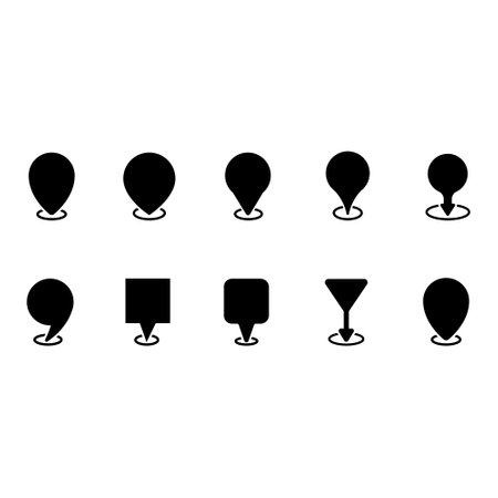 Map pointer icon set. Location symbol. Map pointer sign. Map markersのイラスト素材