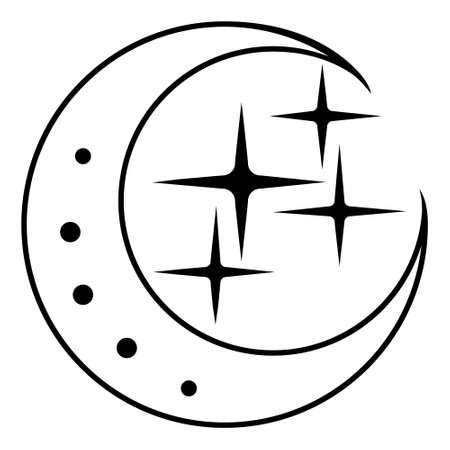 Moon and stars icon. Simple illustration of moon and stars vector icon for webのイラスト素材