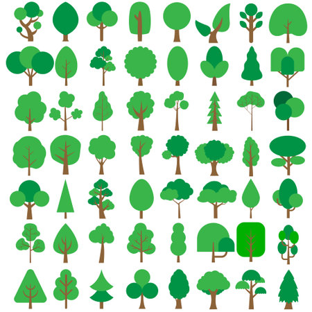 Set of green trees in flat style. Vector illustration for your designのイラスト素材