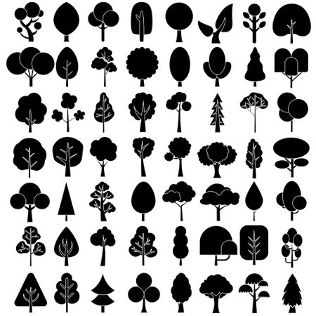 Set of trees icons. Vector illustration. Isolated on white background.のイラスト素材