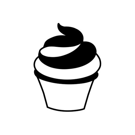 cupcake icon over white background, line style, vector illustrationのイラスト素材