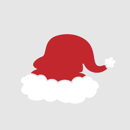 Santa Claus red hat with white cloud on gray background. Vector illustration.のイラスト素材