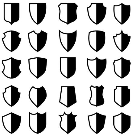Shields icons set. Vector illustration. Isolated on white background.のイラスト素材