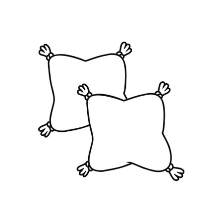 cute pillow with two hands over white background, line style, vector illustrationのイラスト素材