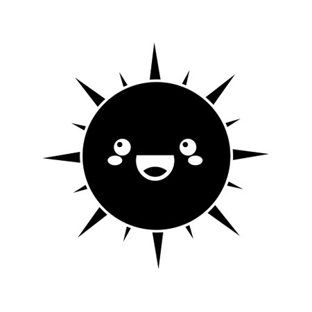 Funny sun icon vector. Smiling sun illustration sign. Sun symbol or logo.のイラスト素材